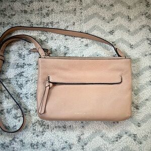 Vince Camuto Pebbled Leather Gally Crossbody Bag New Beige Pink Slim Crossbody